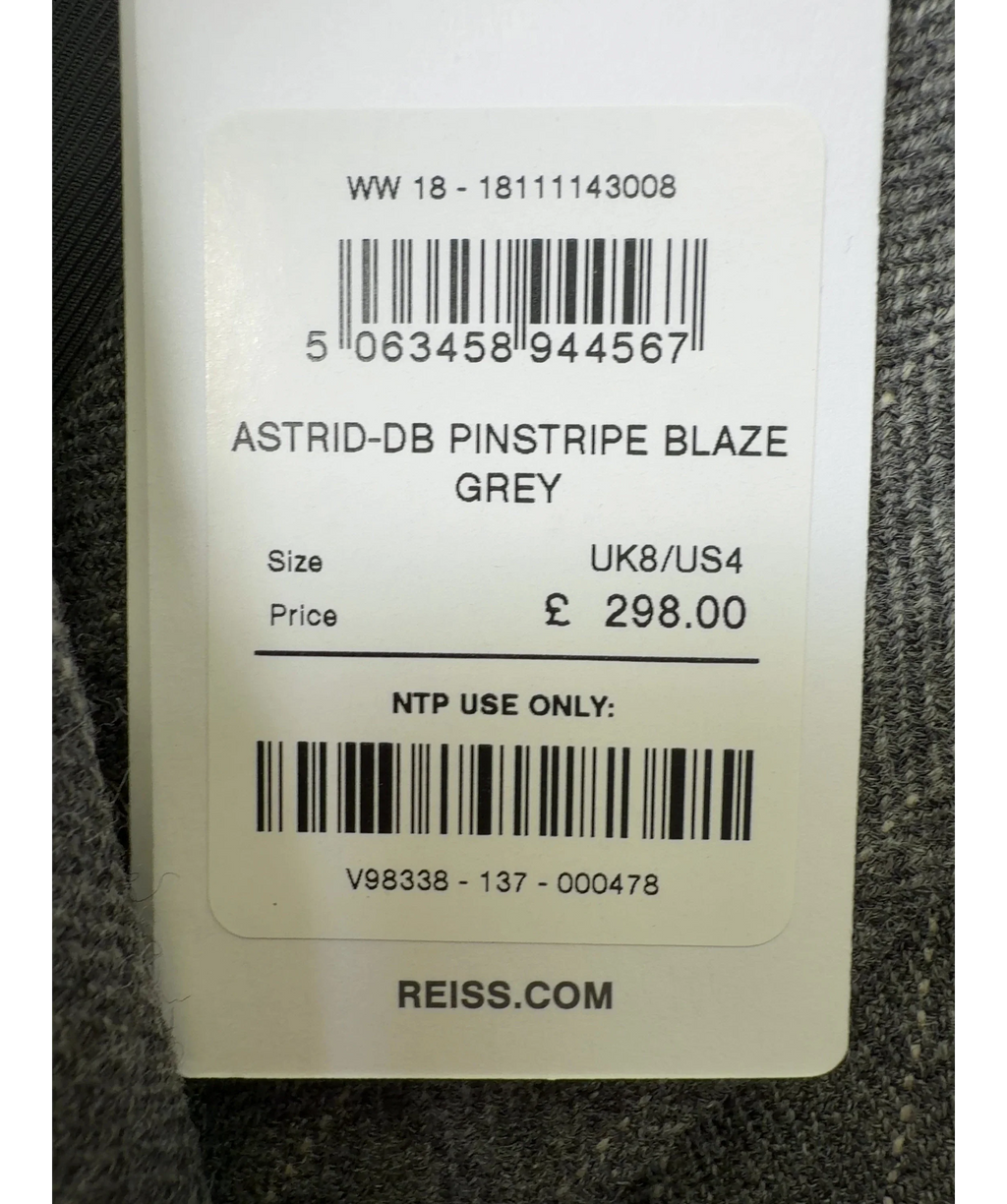 Reiss Astrid Wool Grey And White Pinstripe Blazer UK 8 — Materials