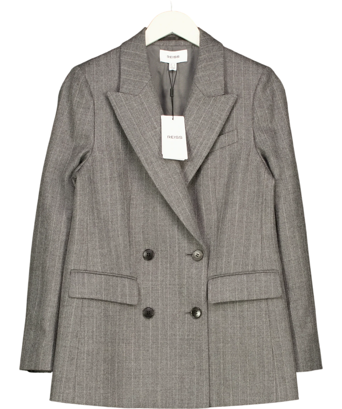 Reiss Astrid Wool Grey And White Pinstripe Blazer UK 8