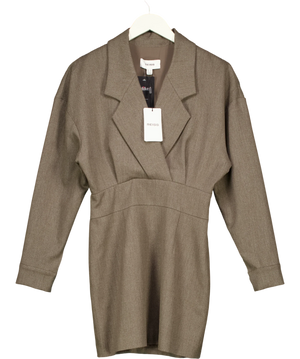 REISS Juno Structured Mini Dress Brown UK 8
