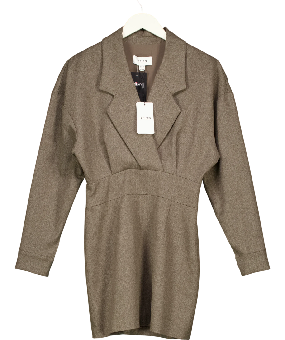 REISS Brown Juno Structured Mini Dress, size UK 8 — front