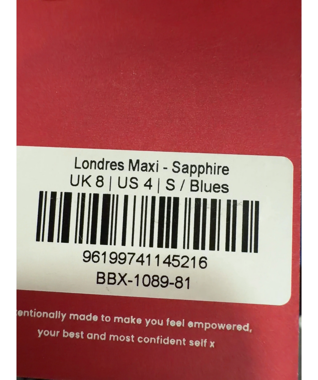 BBXBRAND Blue Londres Maxi, size UK 8 — label