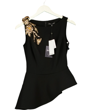 Nadine Merabi Paige Black And Gold detail Top Uk S