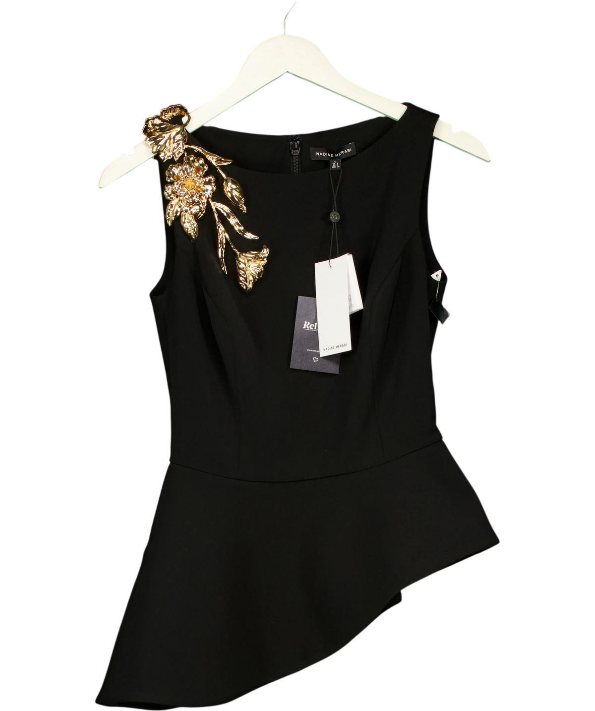 NADINE MERABI Black Paige Black Top, size UK S — front