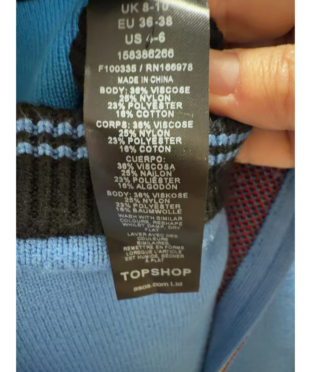 TOPSHOP Blue Colour, size UK S — label