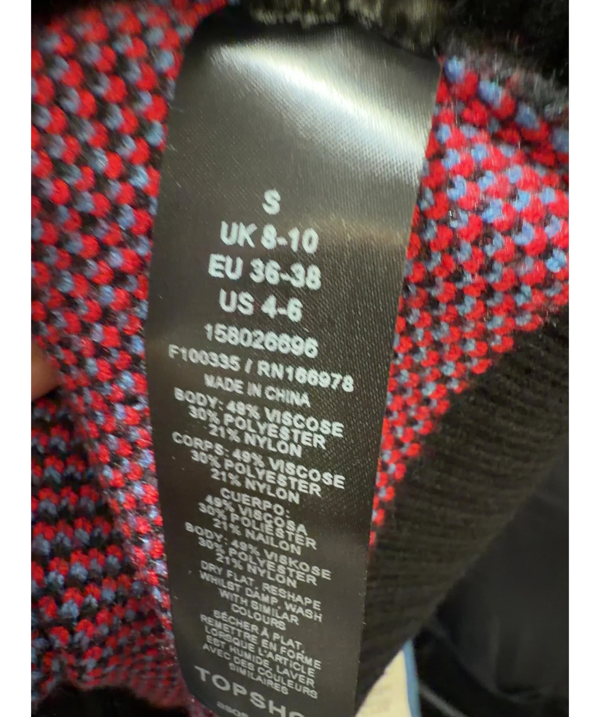 TOPSHOP Blue Colour, size UK S — care label