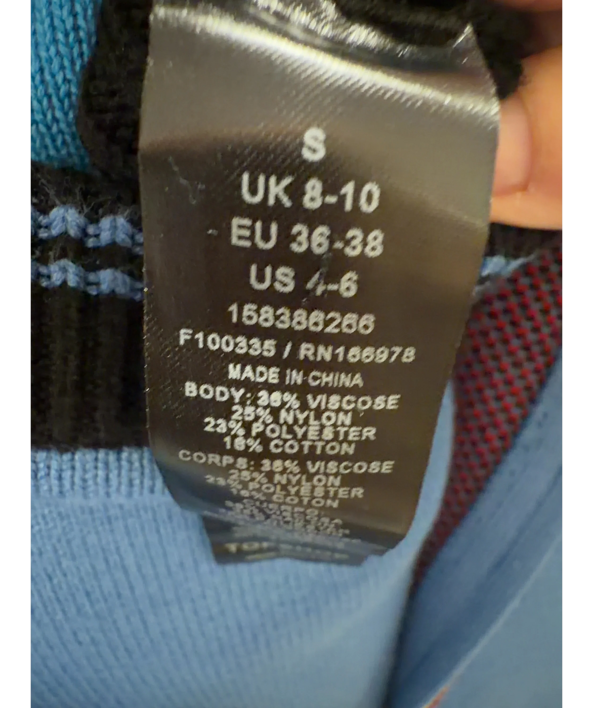 TOPSHOP Blue Colour, size UK S — fabric detail