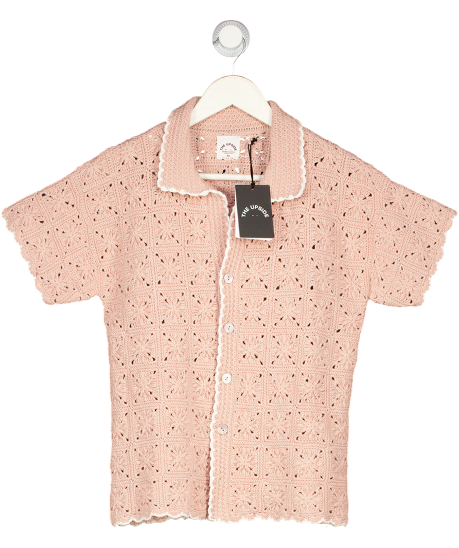 The Upside Pink Anoki Lovett Crochet Shirt UK XS