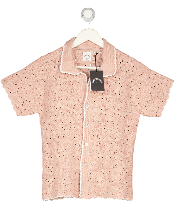 The Upside Pink Anoki Lovett Crochet Shirt UK XS