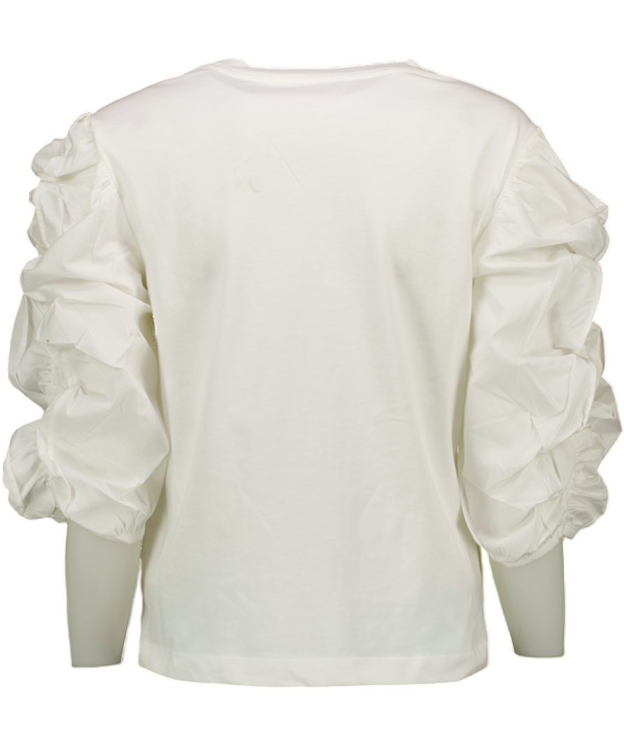 SEE BY CHLOE White Ruched Sleeve T-shirt UK M