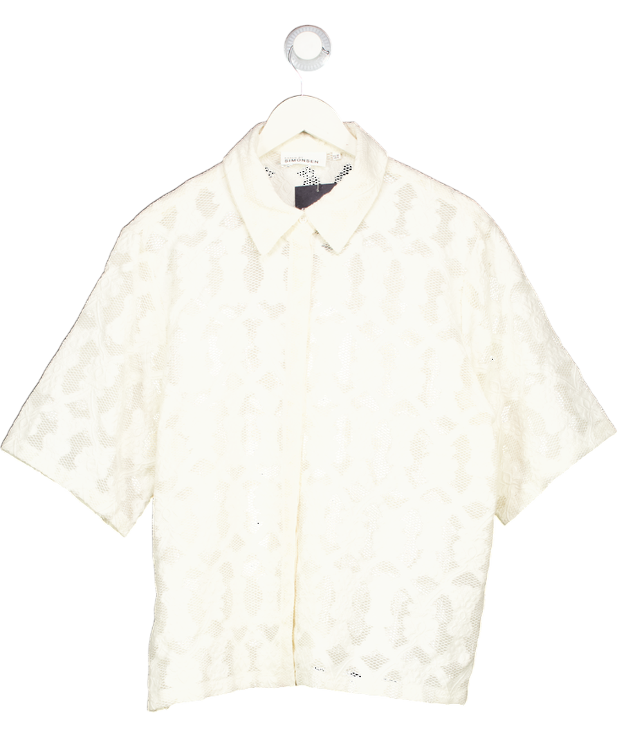 KAREN BY SIMONSEN Cream Lace Short Sleeve Shirt UK 12