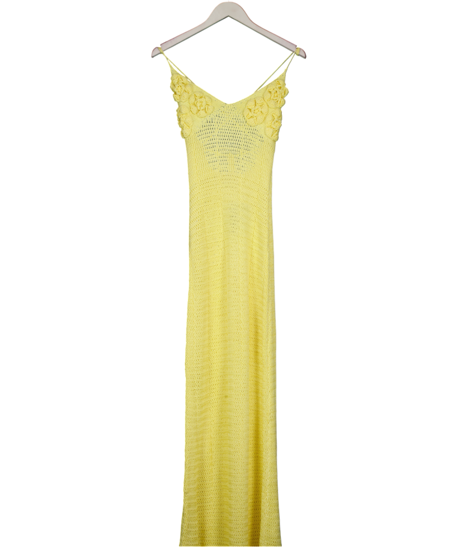 Peppermayo Yellow Novalee Flower Crochet Maxi Dress UK XS/S