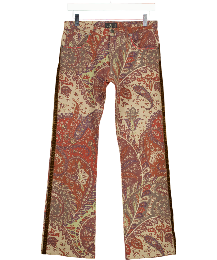 ETRO Beige Paisley Print Mid-rise Jeans It42 UK 10