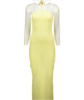 MESHKI Lemon Yellow Pointelle Cotton Knit Maxi Dress UK XS