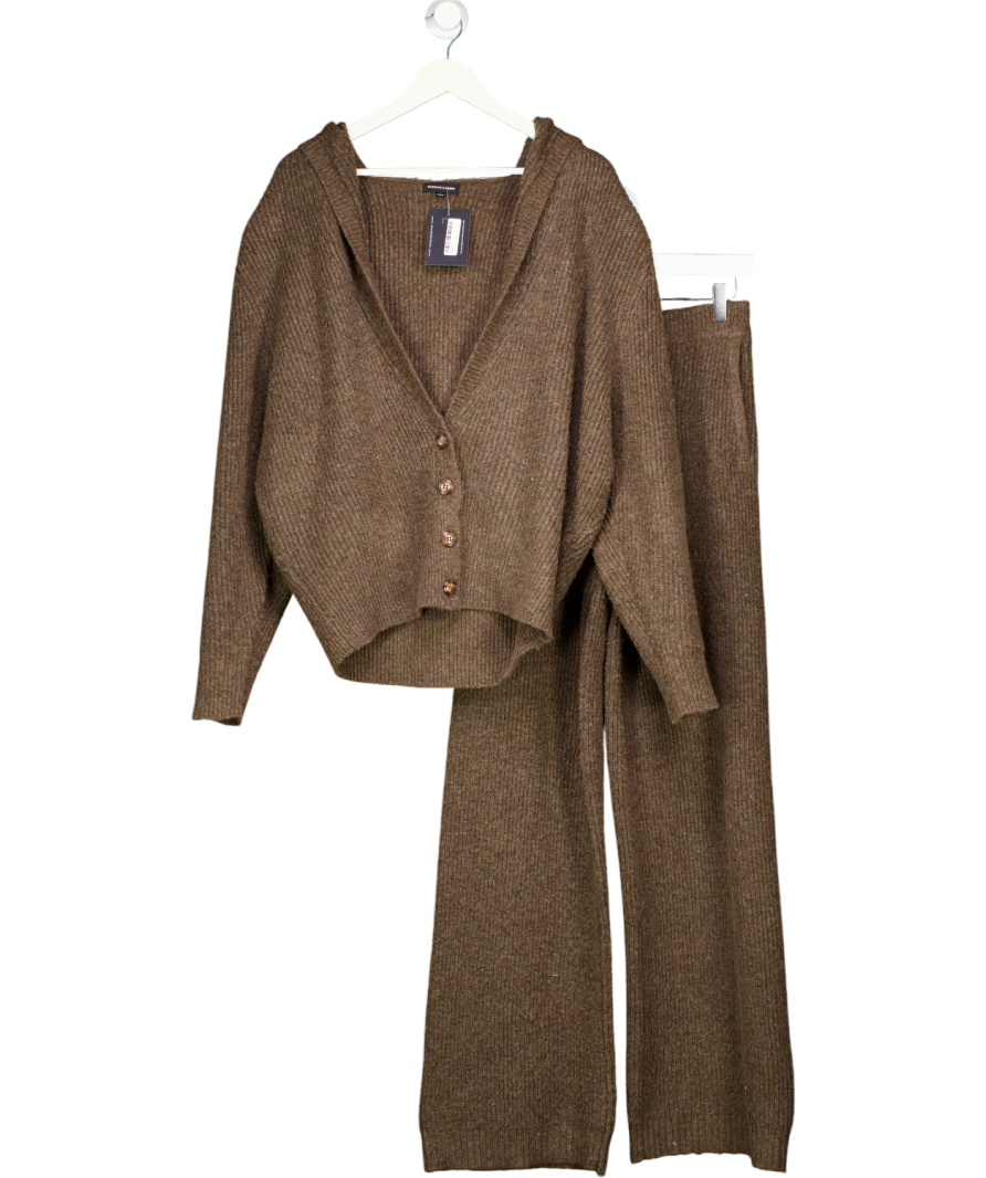 Noughts & Kisses Amina Brown Oversized Hooded Cardigan Set UK XS/S
