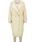 Max Mara Cream Tedgirl Double-breasted Alpaca, Wool And Silk-blend Coat UK XS