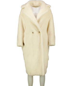 Max Mara Cream Tedgirl Double-breasted Alpaca, Wool And Silk-blend Coat UK XS