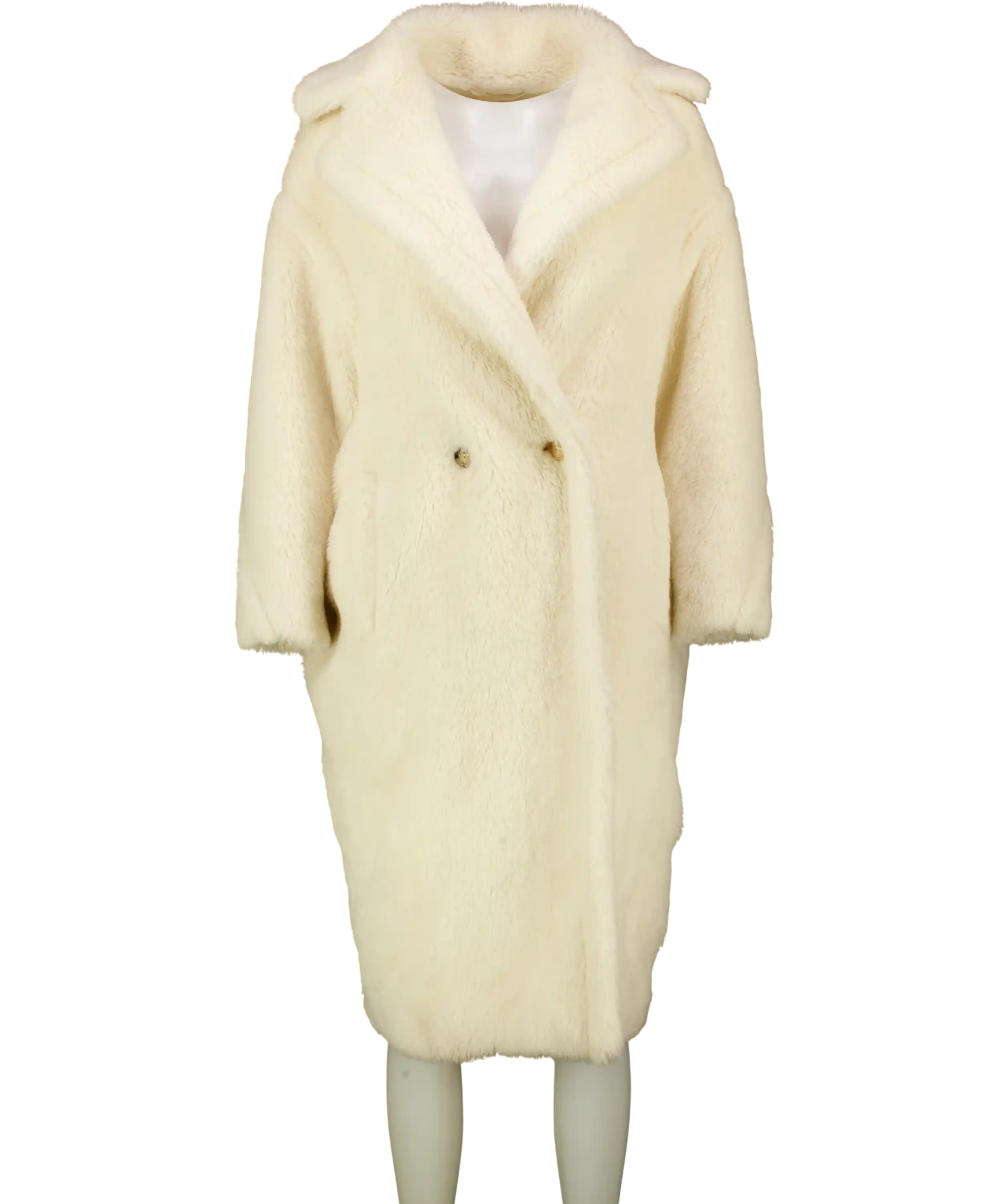 Max Mara Cream Tedgirl Double-breasted Alpaca, Wool And Silk-blend Coat UK XS