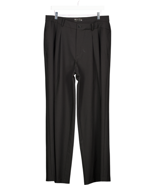 ASOS Black Tailored Wide Leg Pleated Trousers UK 12