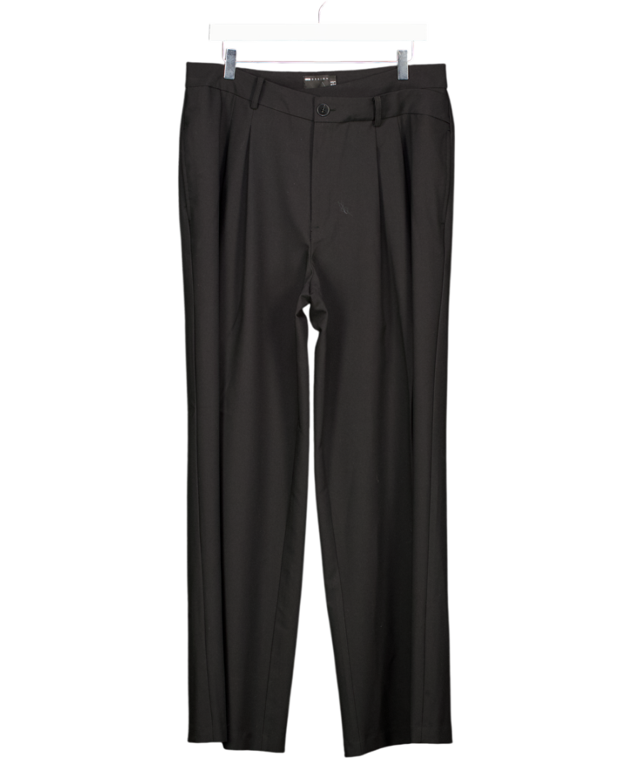 ASOS Black Tailored Wide Leg Pleated Trousers UK 12