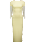 MESHKI Off Shoulder Slinky Maxi Dress - Lemon Yellow UK XS