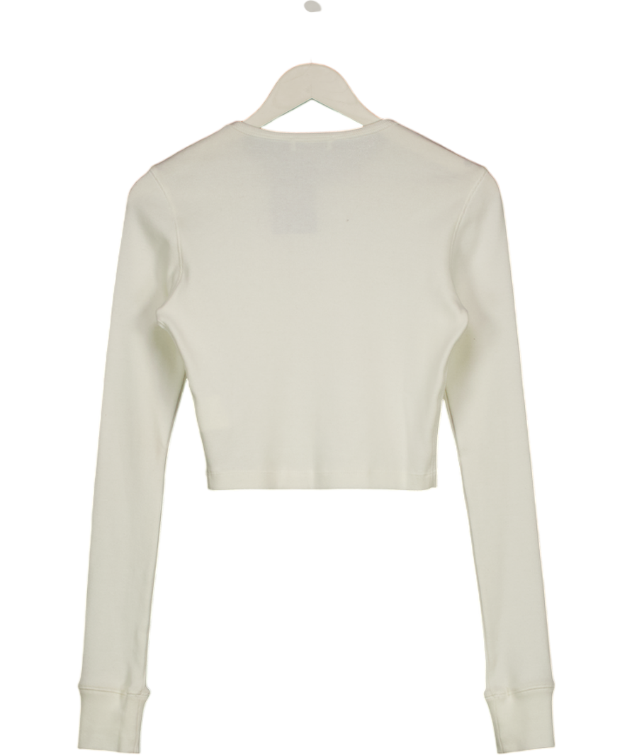 WARDROBE NYC Cream Cropped Long Sleeve Top UK S