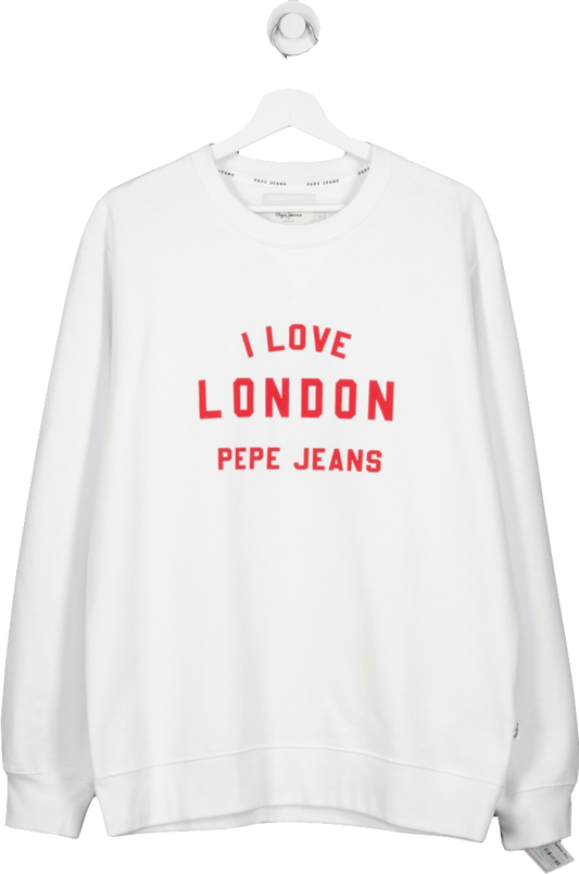 Pepe Jeans White Printed Round Neck Sweatshirt UK L