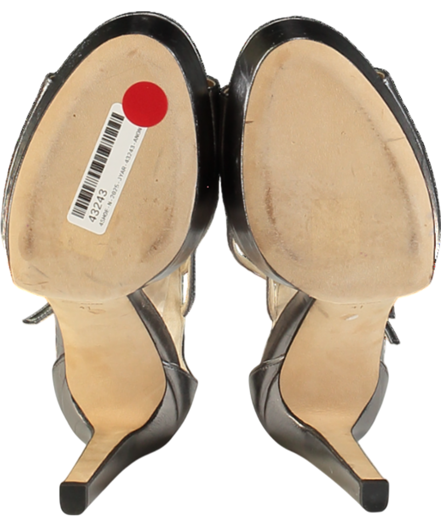 Jimmy Choo Metallic Gunmetal Platform Heeled Sandals UK 8 EU 41 👠