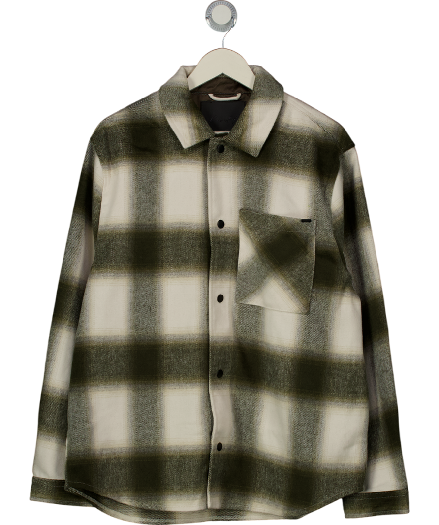 River Island Green Curved Hem Check Overshirt UK L