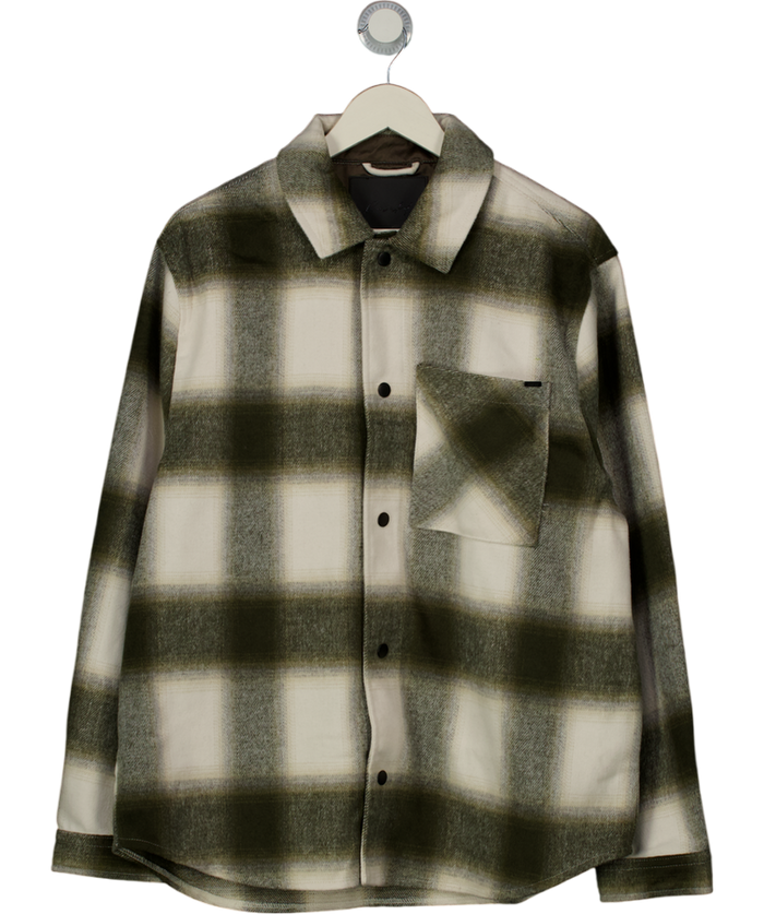 River Island Green Curved Hem Check Overshirt UK L