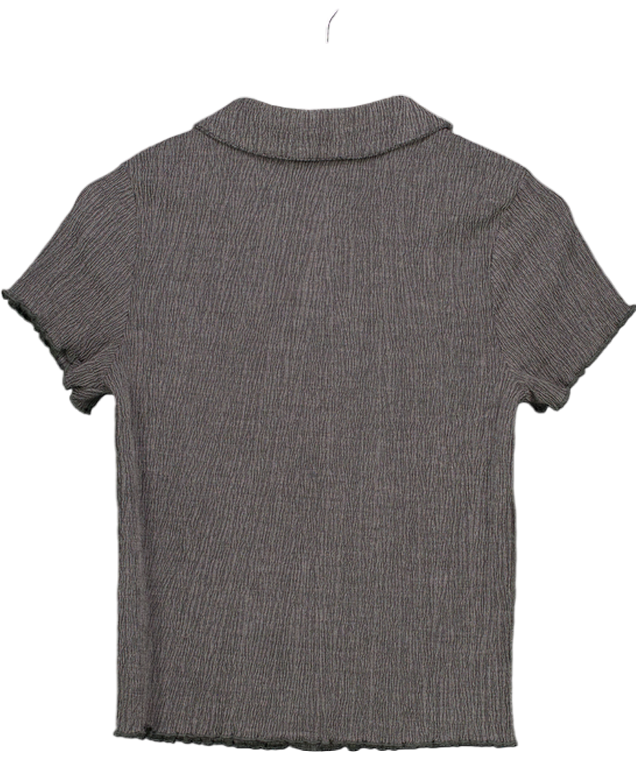 ASOS Grey Textured Button Up Short Sleeve Shirt UK S