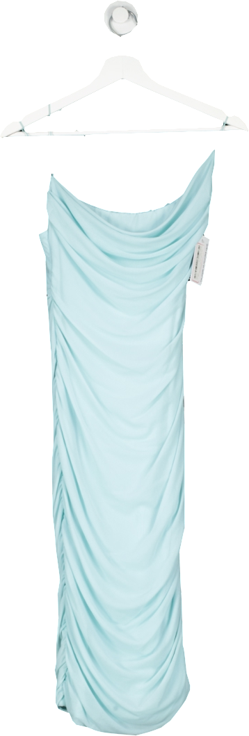 Oh Polly Blue Feel So Close Cowl Neck Ruched Midi Dress UK 12
