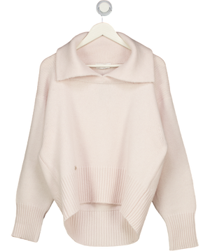 LUCY NAGLE Cream Virgin Wool / Cashmere Blend Collared Super Soft Jumper UK XS/S