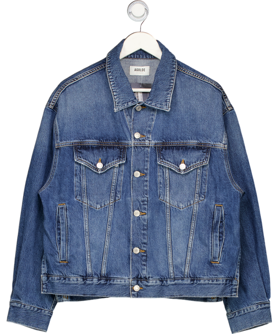 AGOLDE Blue Oversize Denim Slice Side Jacket UK S