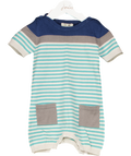 lille barn Blue Striped Romper Button Fastening 6-9 Months