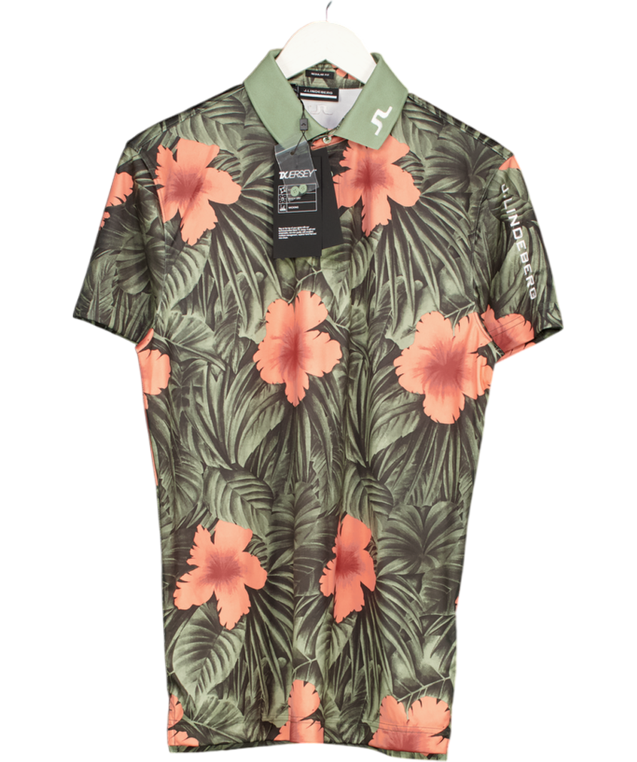 J.Lindenberg Green Tour Tech Print Polo Shirt UK S
