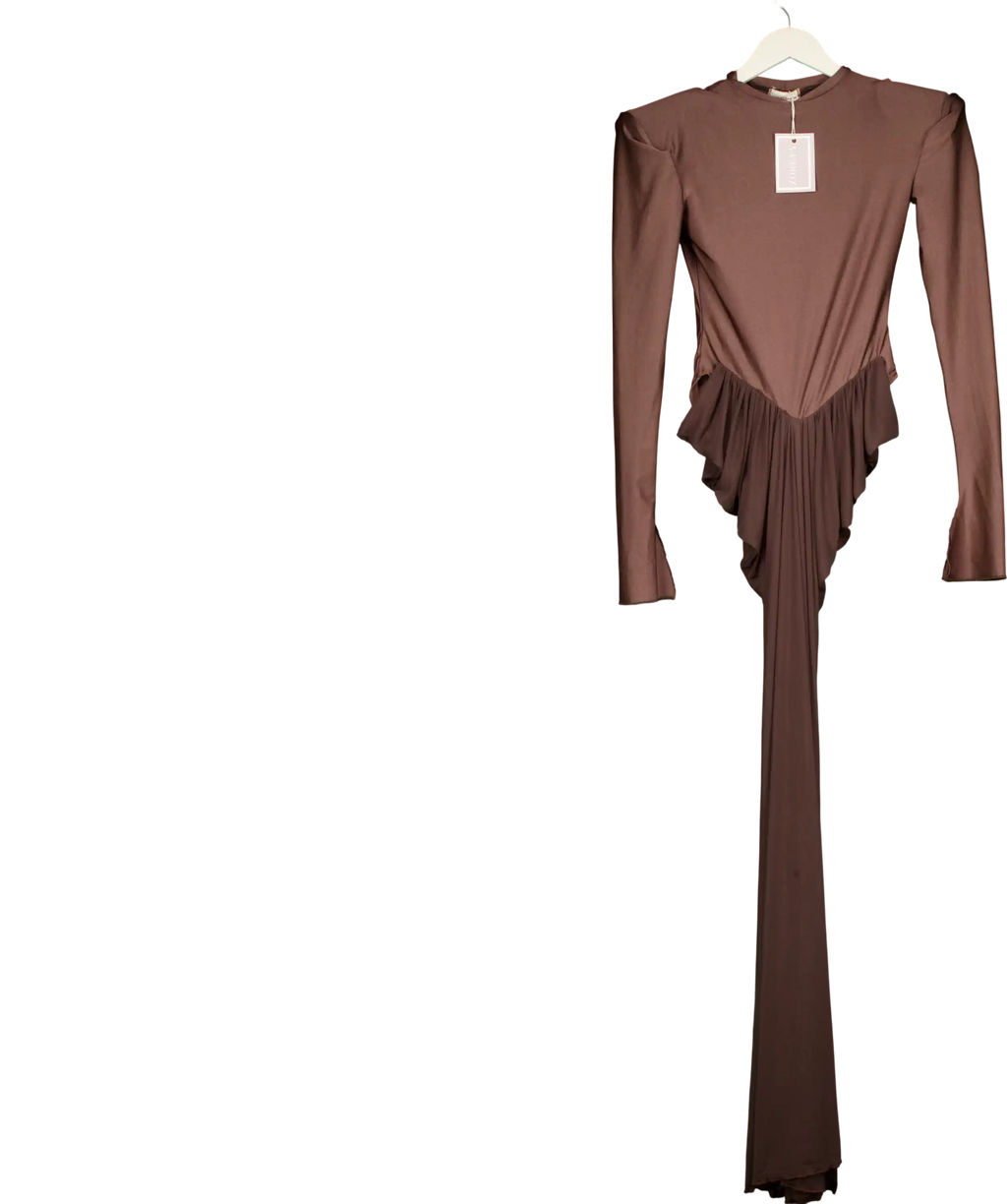 Zoreya Brown Long Sleeve Maxi Dress UK S