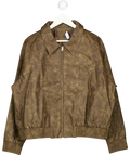 White Fox Brown Make Things Right Pu Bomber Jacket Chocolate UK L/XL
