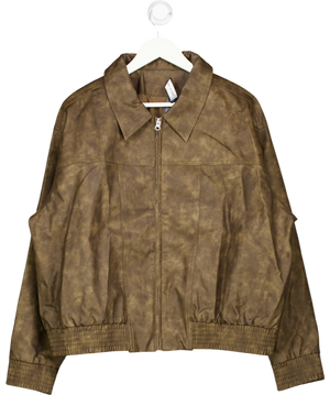 White Fox Brown Make Things Right Pu Bomber Jacket Chocolate UK L/XL