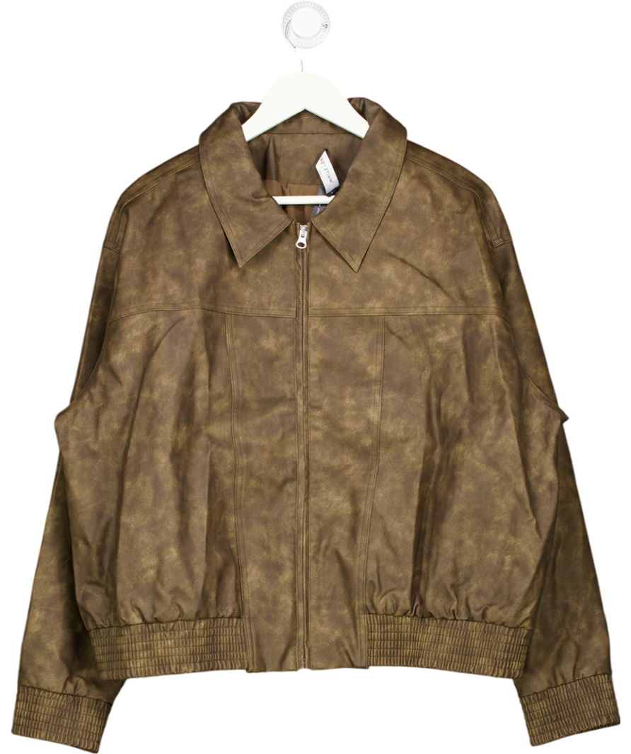 White Fox Brown Make Things Right Pu Bomber Jacket Chocolate UK L/XL