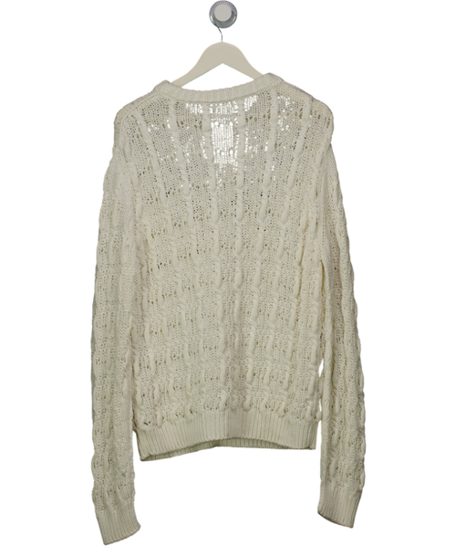 Acne Studios White Cotton Blend Open Knit Jumper UK M