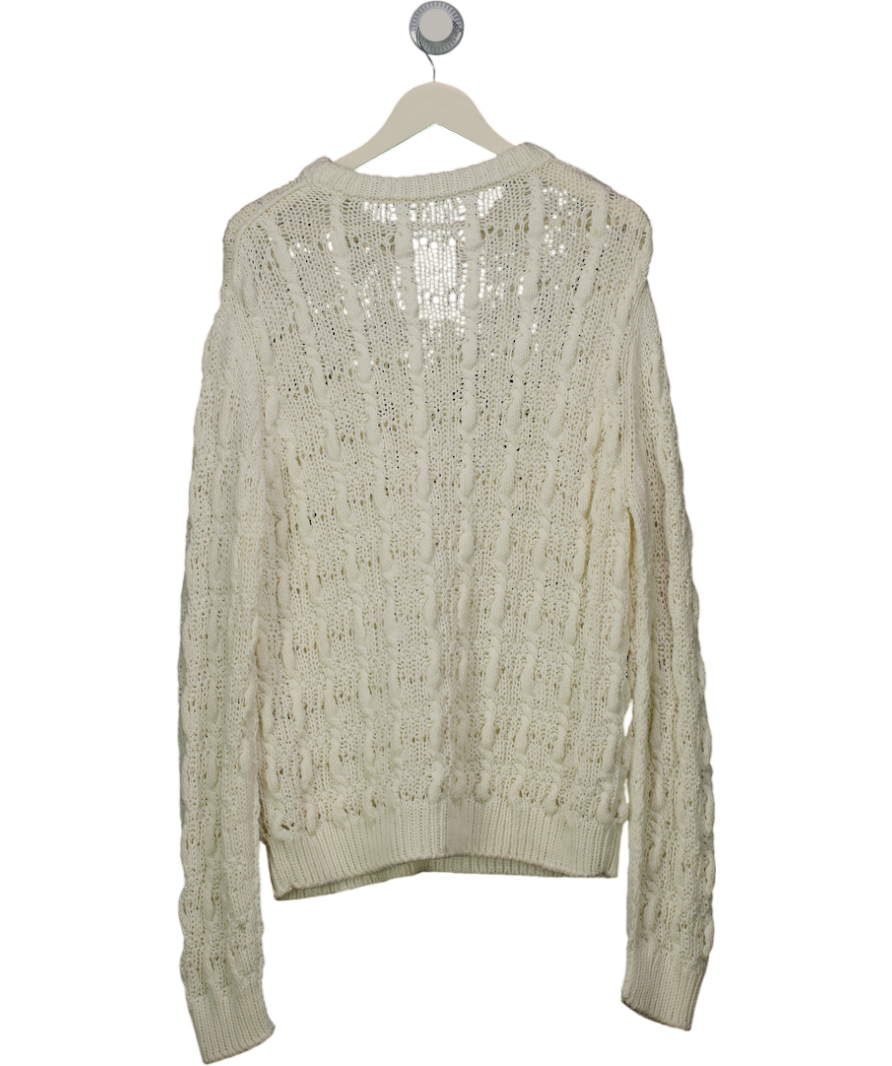 Acne Studios White Cotton Blend Open Knit Jumper UK M