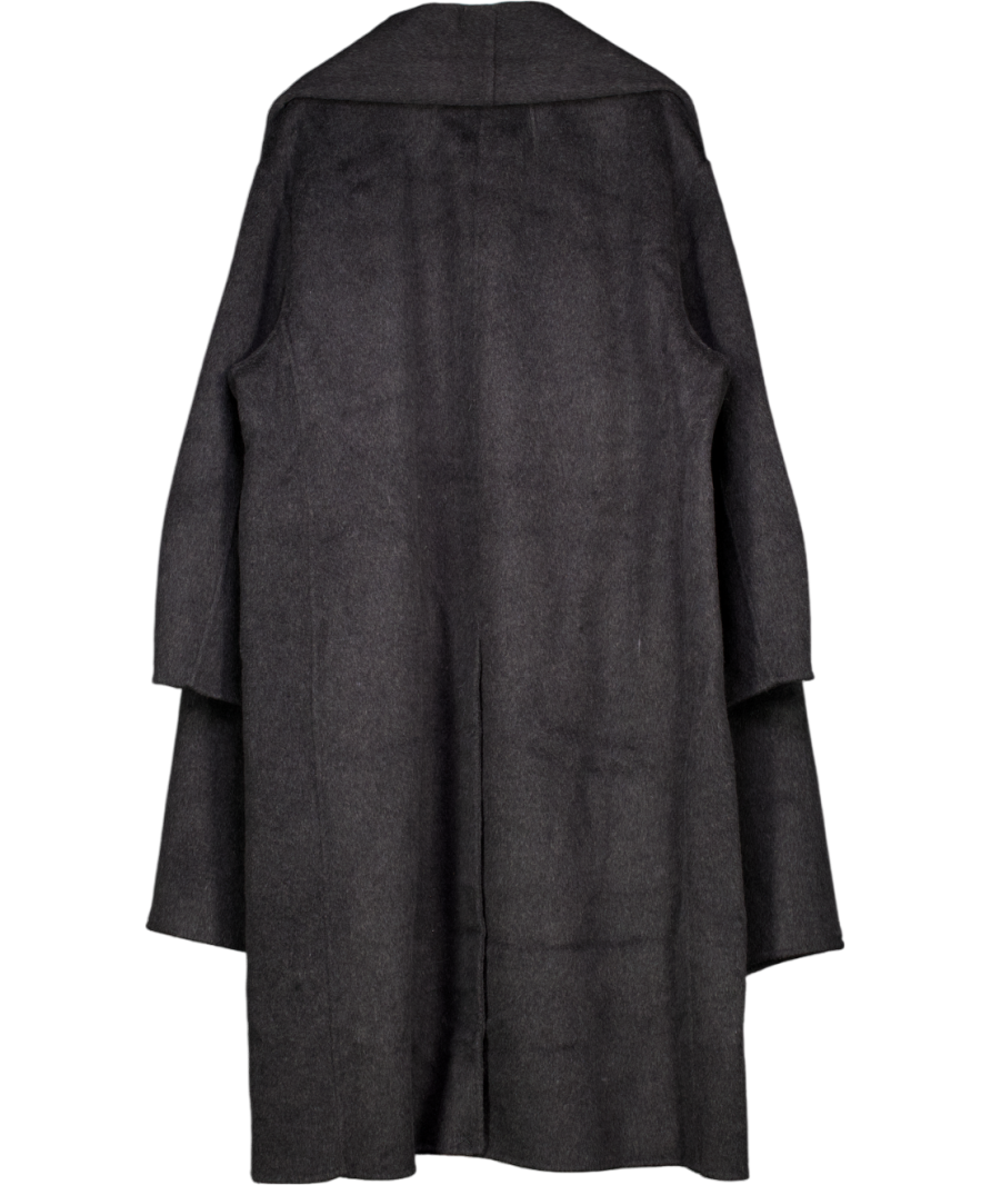 ASOS Grey Premium Wool Rich Longline Coat With Detachable Scarf In Charcoal UK L