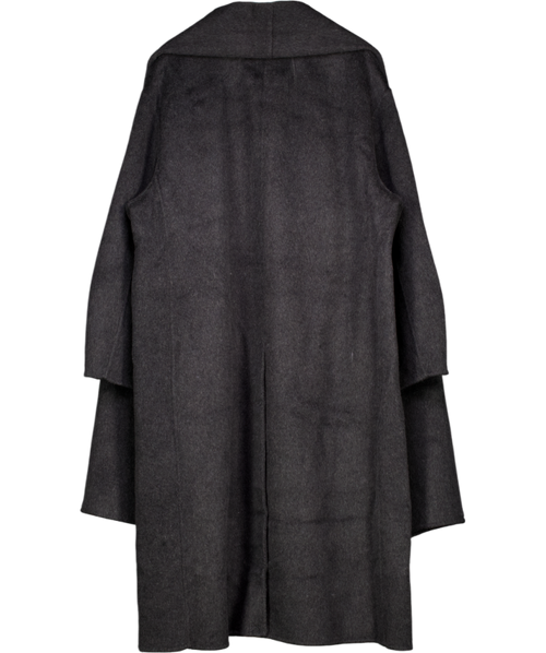 ASOS Grey Premium Wool Rich Longline Coat With Detachable Scarf In Charcoal UK L