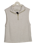 Varley Cream Ivory Marl Doublesoft Loretta Half-zip Sleeveless Sweat UK M