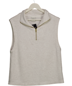 Varley Cream Ivory Marl Doublesoft Loretta Half-zip Sleeveless Sweat UK M
