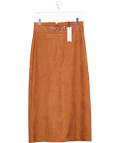 COMMENSE Tan Brown Suede Effect Horsebit Skirt UK XS