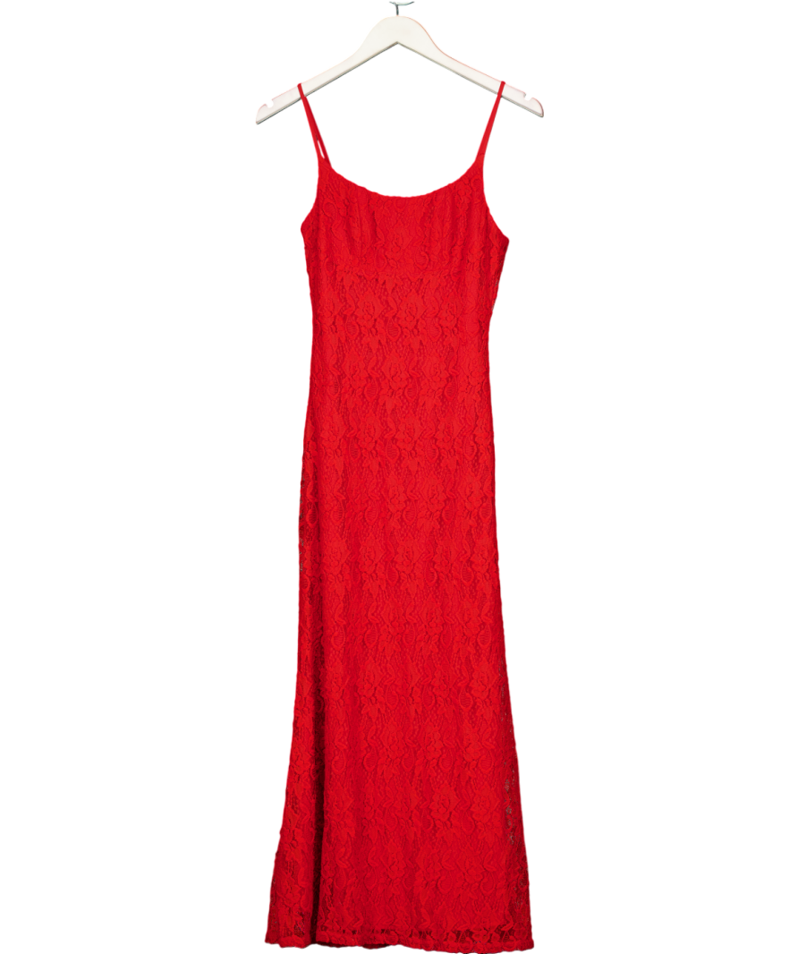 Bardot Red Ruby Lace Midi Dress UK S