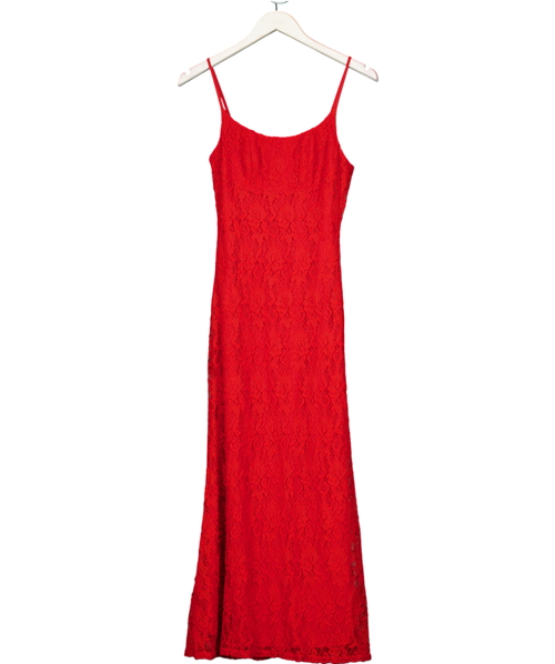 Bardot Red Ruby Lace Midi Dress UK S