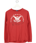 Polo Ralph Lauren Red Cotton Long Sleeve Graphic T-shirt UK M
