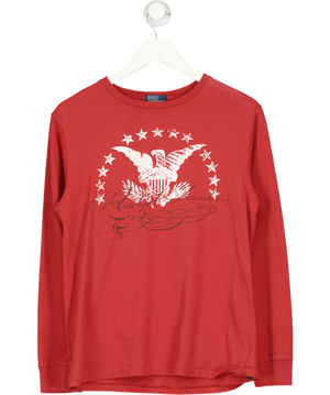 Polo Ralph Lauren Red Cotton Long Sleeve Graphic T-shirt UK M